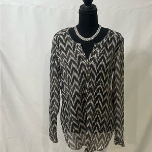 Lucky Brand Black and White Zigzag Blouse